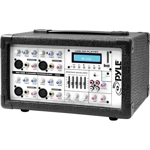 Pyle Pro PMX402M - 400 Watt 4-Channel Powered PA Mixer Amplifier