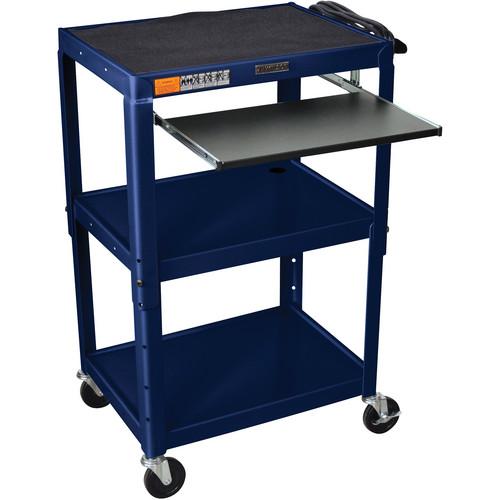 Luxor W42AZEKB Adjustable Height Steel A V Cart with Pullout Tray