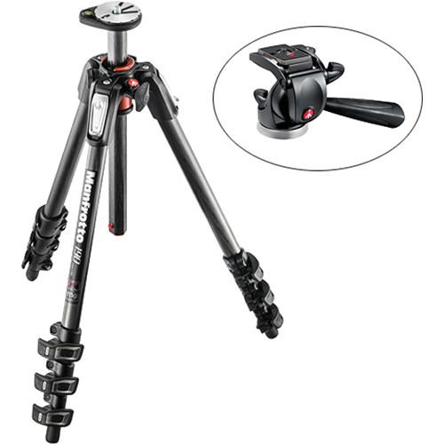 Manfrotto MT190CXPRO4 Carbon Fiber Tripod Kit with 391RC2 Junior 3-Way Pan Tilt Head and RC2 Quick Release System