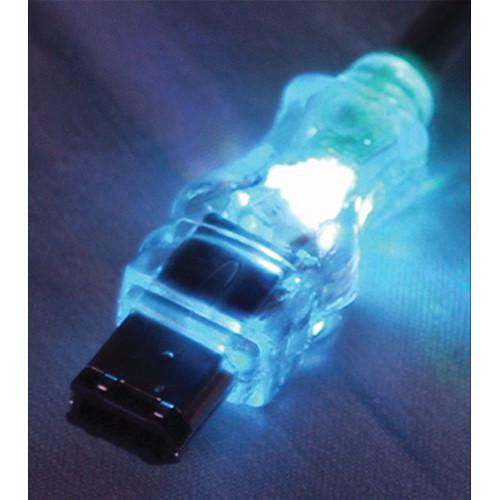 QVS FireWire i.Link 6-Pin to 4-Pin Translucent Cable with White LEDs