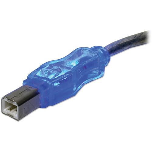 QVS USB 2.0 Male A to B Translucent Cable with Blue LEDs
