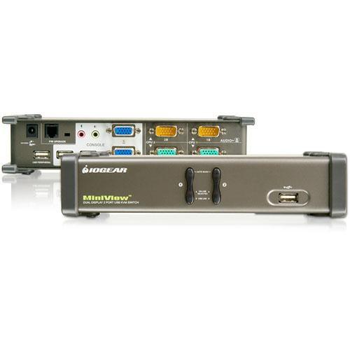 IOGEAR Dual View GCS1742 2-Port USB KVM Switch with Dual Monitor Support and Stereo Earphone Connectors