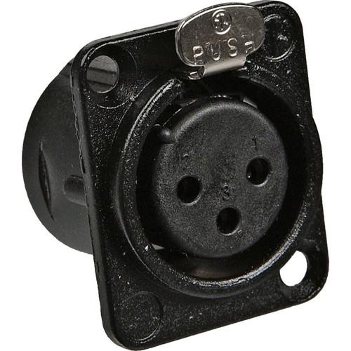 Neutrik NC3FDL1B Three-Pin Female Chassis-Mount XLR Connector- Black Gold
