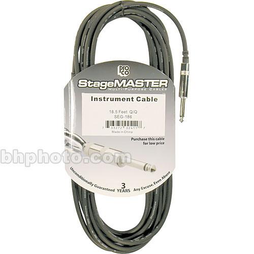 Pro Co Sound StageMASTER Series 1 4" Phone Male to 1 4" Phone Male Instrument Cable - 18.5