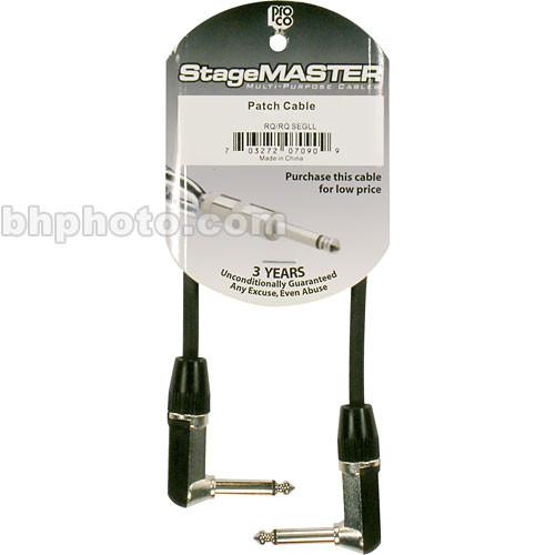 Pro Co Sound StageMASTER Series 1 4" Phone Right Angle Male to 1 4" Phone Right Angle Male Instrument Cable - 2