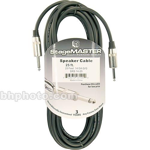 Pro Co Sound StageMaster Z-Force 1 4" Male Phone to 1 4" Male Phone Speaker Cable - 25