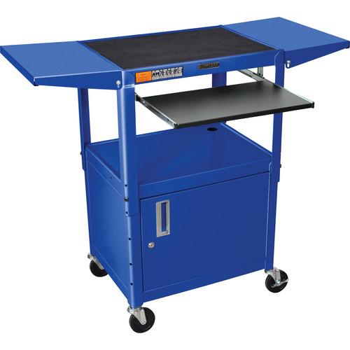 Luxor Adjustable Height Steel A V Cart with Keyboard Shelf, Drop Leaf Shelves, and Cabinet