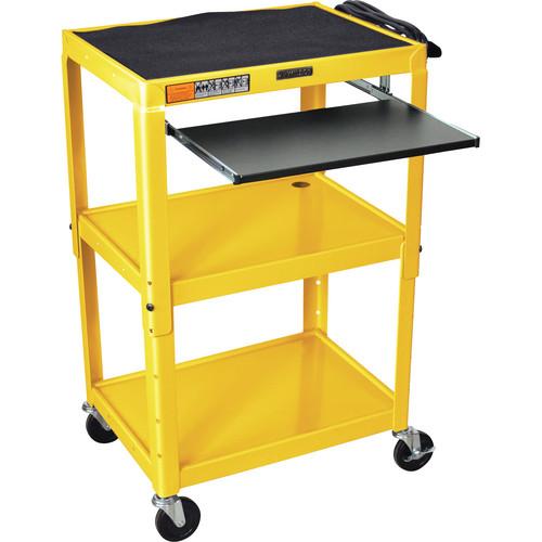 Luxor W42AYEKB Adjustable Height Steel A V Cart with Pullout Tray