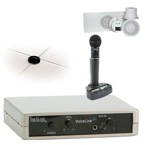 TeachLogic IRV-3435 CS4 VoiceLink Plus Infrared Wireless Classroom Microphone System with 1 Handheld Microphone & 4 Ceiling-Mount Speakers