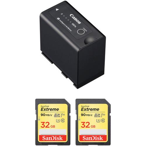 Canon BP-975 Battery & Two 32GB SDHC Class 10 Memory Cards Kit