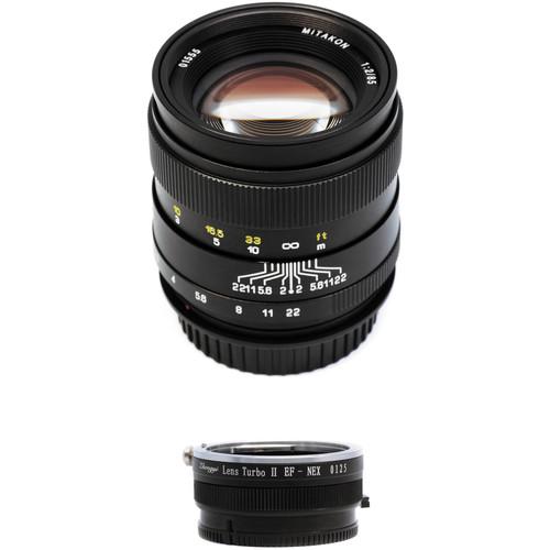 Mitakon Zhongyi 85mm f 2 Lens for Canon EF-Mount with Sony E-Mount Adapter Kit