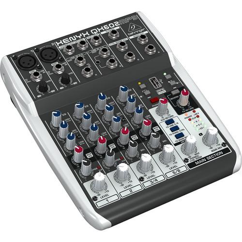 Behringer Xenyx QX602MP3 6-Input 2-Bus Analog Mixer with MP3 Player and Effects