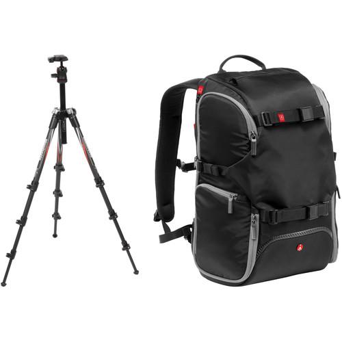 Manfrotto BeFree Compact Travel Carbon Fiber Tripod with Advanced Travel Backpack Kit