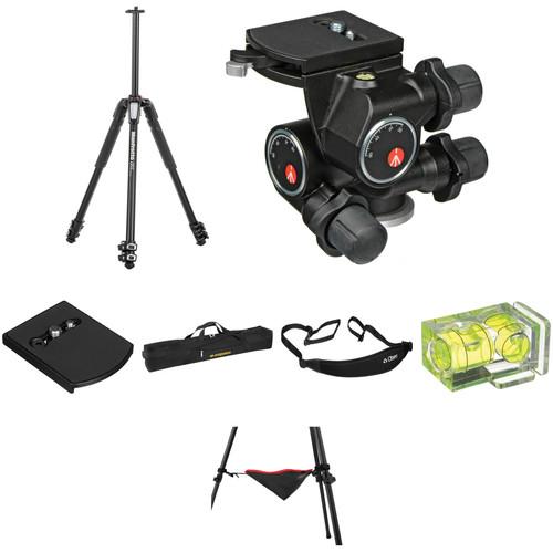 Manfrotto MT055XPRO3 Aluminum Tripod with 410 Junior Geared Head Deluxe Kit