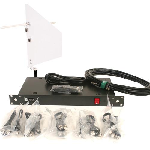 RF Venue 4-Channel Antenna Distributor with White Diversity Fin Antenna and Cables Bundle