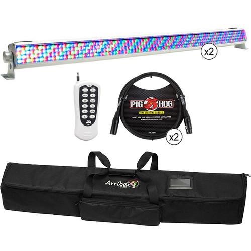 American DJ 2 x White Mega Bar RGBA with Remote, Cable and Bag Kit