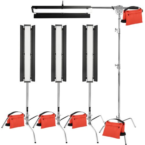 Genaray Box Lighting 36" Soft Strip 4-Light Pro Kit with C-Stands