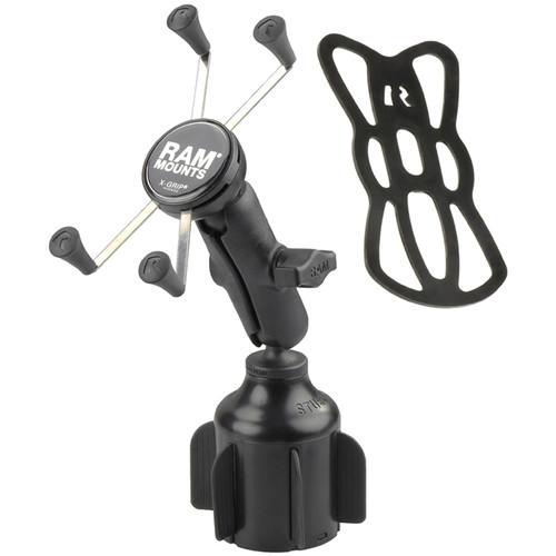 RAM MOUNTS Stubby Cup Holder Mount with Universal X-Grip Large Phone Holder