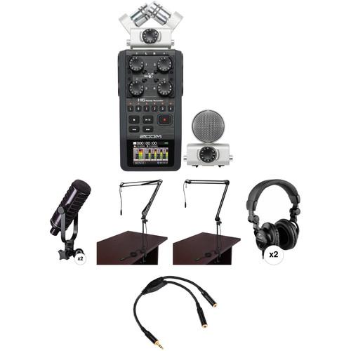 Zoom H6 Recorder Podcast Kit with Two MXL BCD-1 Broadcast Microphones
