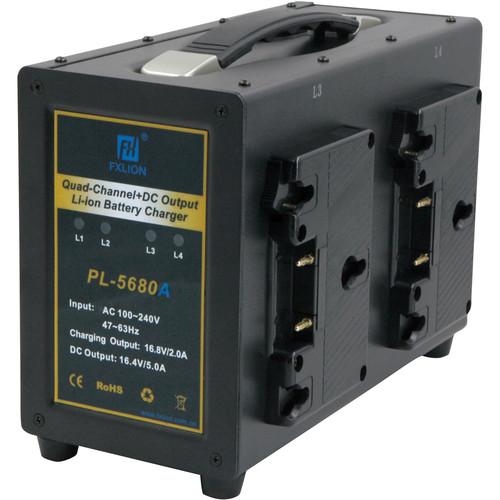 Fxlion 4-Channel Gold-Mount Battery Charger with DC Output for HD Video Camera