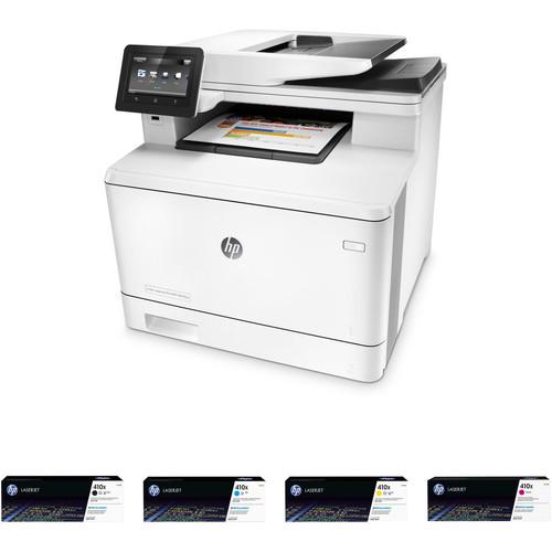 HP Color LaserJet Pro M477fnw All-in-One Printer with Extra 410X Toner Set Kit