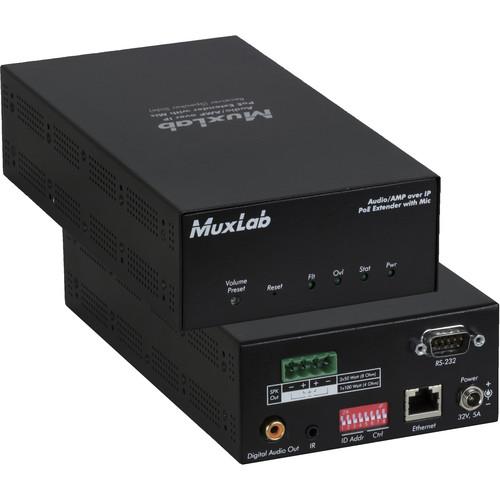 MuxLab Audio over IP Extender Receiver with 2-Ch 50W Amplifier