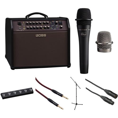 BOSS ACS Pro 120W Combo Amp Kit with Blue Microphone and More