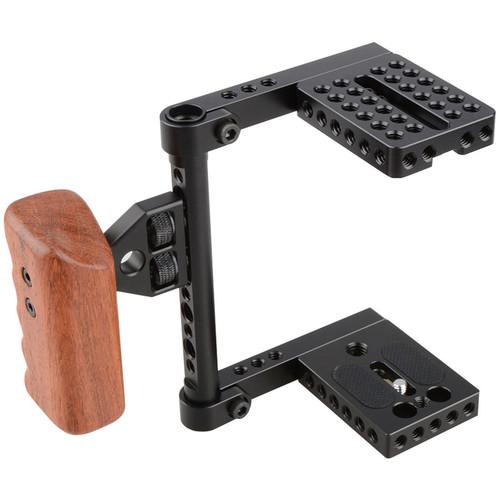 CAMVATE Camera Cage with Wood Handle for Select DSLRs