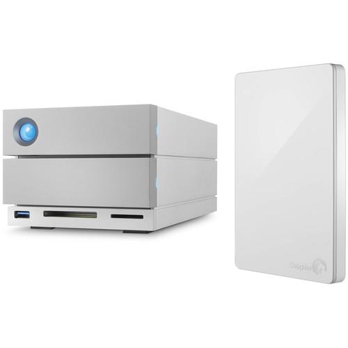 LaCie 8TB 2big Dock 2-Bay RAID Array Thunderbolt 3 & 2TB Rugged USB 3.1 Gen 1 Type-C External Hard Drive Kit