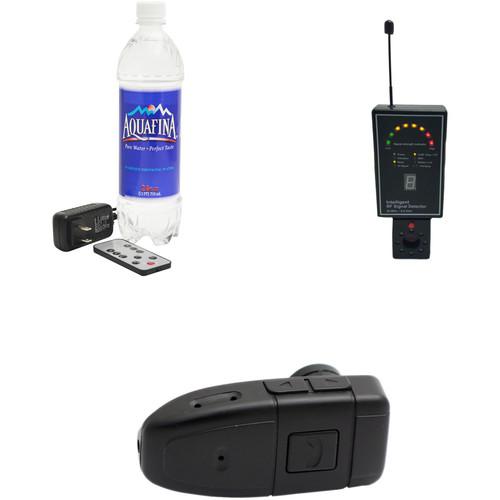 Mini Gadgets 1080p Water Bottle Covert Camera with Non-Functional Bluetooth Earpiece & Wireless Transmitter Detector Kit