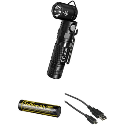 Nitecore MT21C Right-Angle Flashlight Kit with Rechargeable Battery & USB Cable