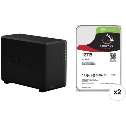 Synology DiskStation 24TB DS218play 2-Bay NAS Enclosure Kit with Seagate NAS Drives