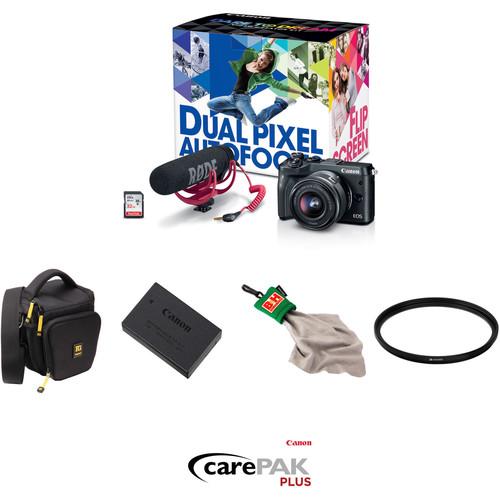 Canon EOS M6 Mirrorless Digital Camera with 15-45mm Lens Video Creator Kit and Deluxe Kit