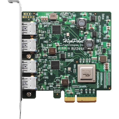 HighPoint RocketU 1344A 4-Port USB 3.1 Gen 2 PCIe 3.0 x4 HBA Controller Card