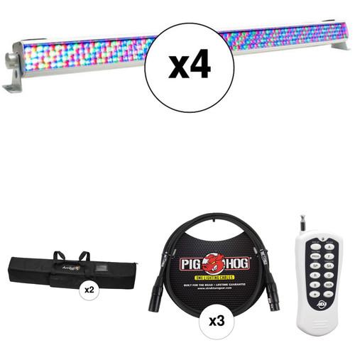 American DJ Quad Mega Bar RGBA Kit with Cases, Cables, and Remote