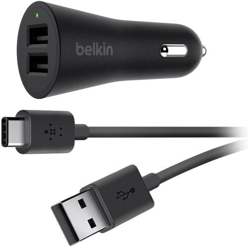 Belkin BOOSTUP 2-Port Car Charger with USB Type-A to USB Type-C Cable