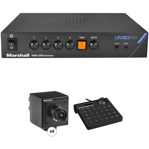 Marshall Electronics 4 x 3G-SDI Mini-Broadcast POV Cameras with Switcher & Mini Joystick Kit, Marshall, Electronics, 4, x, 3G-SDI, Mini-Broadcast, POV, Cameras, with, Switcher, &, Mini, Joystick, Kit