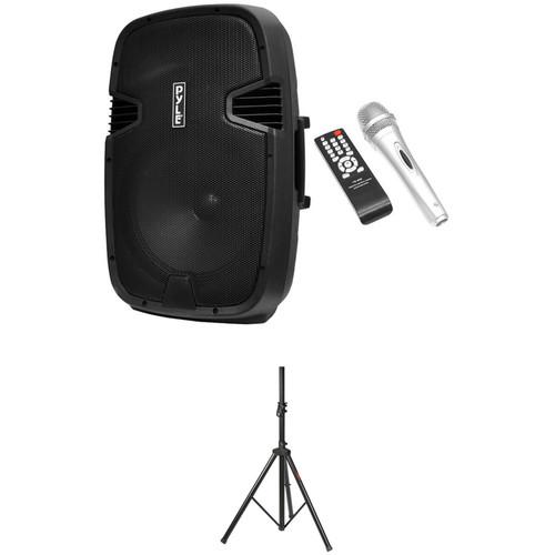 Pyle Pro Powered Bluetooth Speaker System with Stand and Microphone Kit