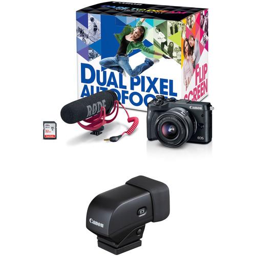 Canon EOS M6 Mirrorless Digital Camera with 15-45mm Lens Video Creator Kit with Electronic Viewfinder