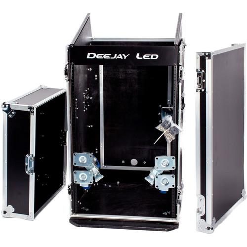 DeeJay LED Flight Road Case for 10 RU Mix Rack 16 RU Space Vertical Rack System with Full AC