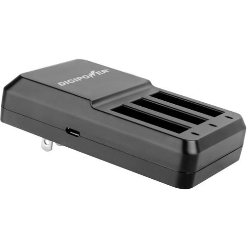 DigiPower Refuel Triple-Slot Travel Charger with Flip-Out Wall Plug for GoPro HERO4 Batteries