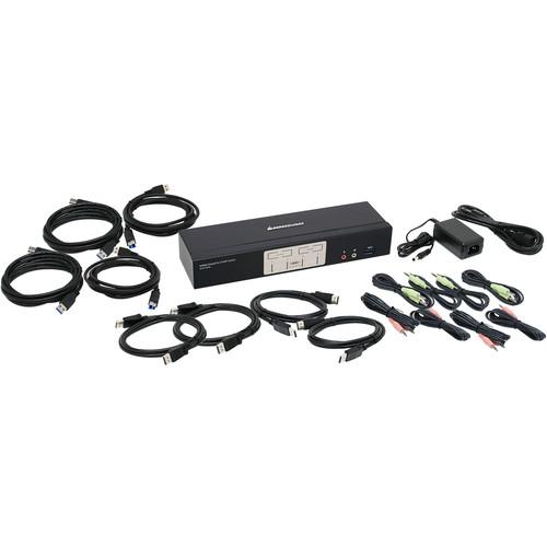 IOGEAR 4-Port DisplayPort 1.2 KVMP Switch with USB 3.1 Gen 1 Hub and Audio