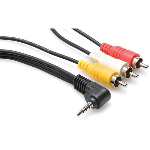 Hosa Technology Mini AV to 3 RCA Composite Cable - 10', Hosa, Technology, Mini, AV, to, 3, RCA, Composite, Cable, 10'