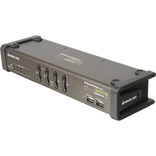 IOGEAR Miniview Symphony Multi-function 4-Port KVM Switch with USB 2.0 Hub, Ethernet Switch and Audio Switch, IOGEAR, Miniview, Symphony, Multi-function, 4-Port, KVM, Switch, with, USB, 2.0, Hub, Ethernet, Switch, Audio, Switch