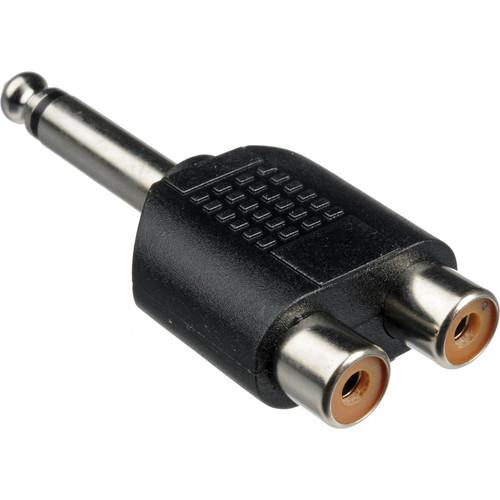 Pro Co Sound 330PJPC Male 1 4" Phone to Two Female Coaxial RCA Adapter