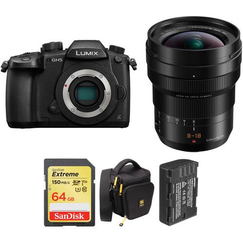 Panasonic Lumix DC-GH5 Mirrorless Micro Four Thirds Digital Camera with 8-18mm Lens and Accessories Kit
