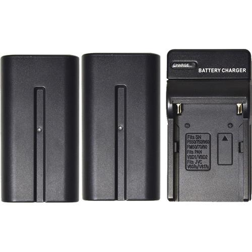 Savage 2-Pack of NP-F750 Lithium-Ion Batteries with Charger for LED Lights
