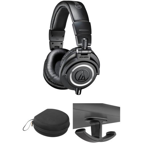 Audio-Technica ATH-M50x Headphones, Case, and Hanger