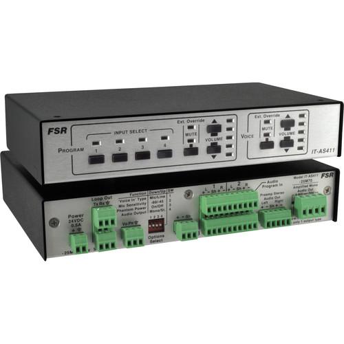FSR 4x1 Audio Switcher with Mic Line Voice Mixer 25W @ 70V Amp