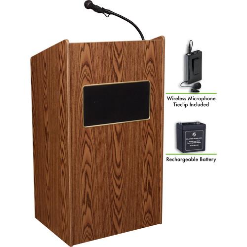 Oklahoma Sound The Aristocrat Sound Lectern with Rechargeable Battery & Wireless Tie Clip Lavalier Mic